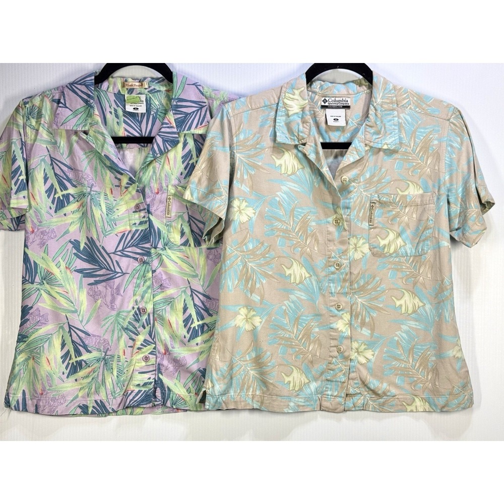 Columbia Bundle of 2 - River Resort Hawaiian Shirt Sz S Tropical Floral Button